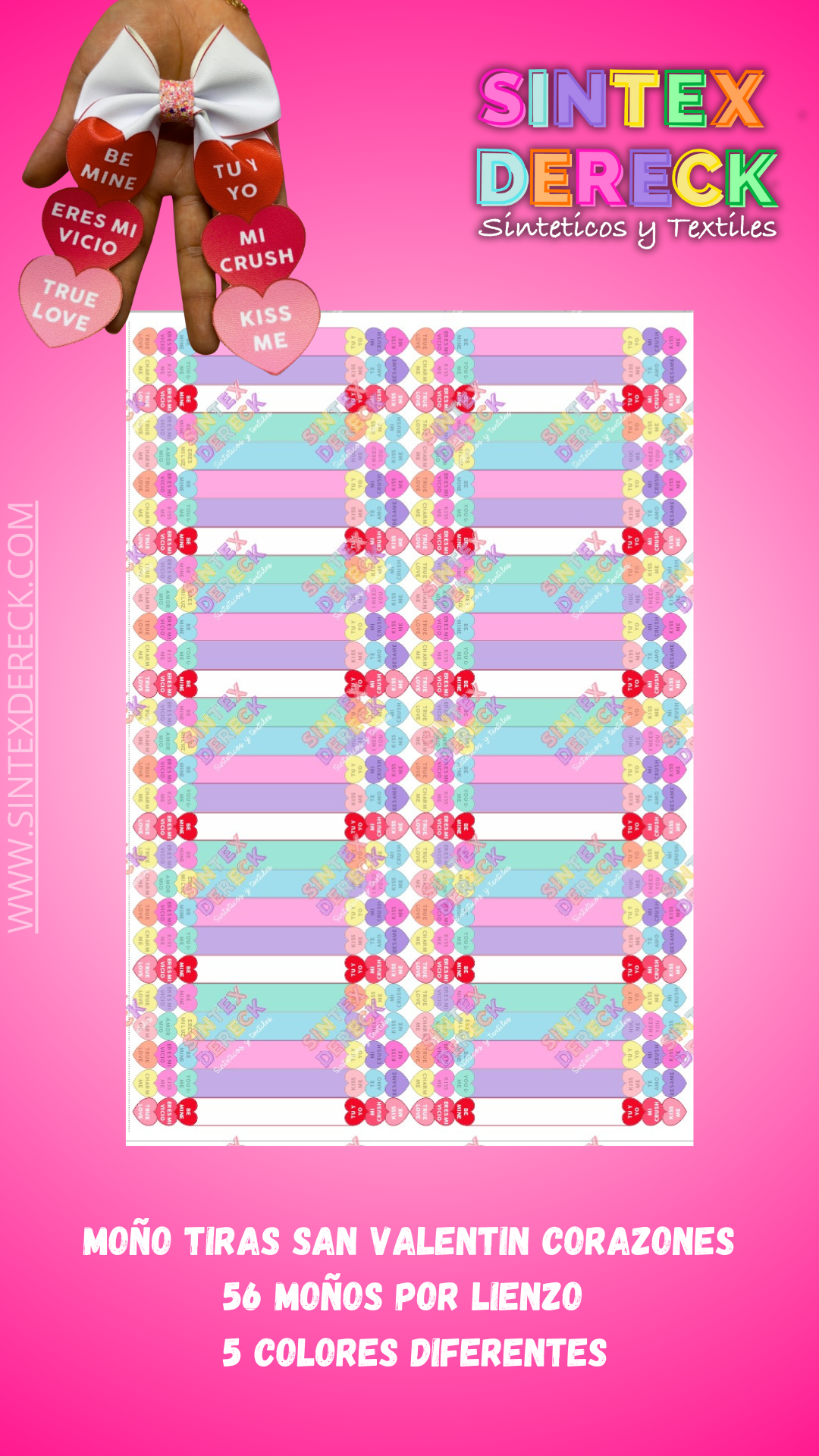 MOÑO TIRAS SAN VALENTIN CORAZONES