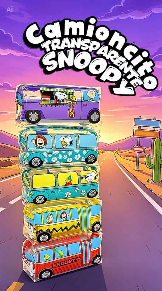 LIENZO SANRIO Y SNOOPY BUS TRANSPARENTE