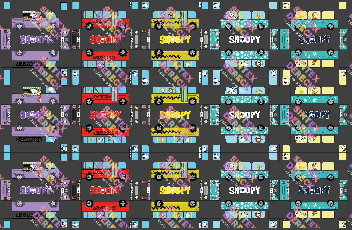 LIENZO SANRIO Y SNOOPY BUS TRANSPARENTE